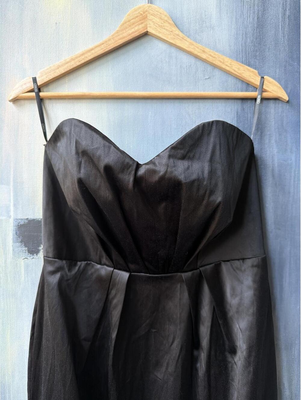 ASOS Black Strapless Midi Satin Cocktail Dress XS - S - Picture 3 of 8
